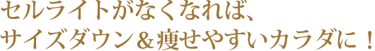 セルライトがなくなれば、サイズダウン＆痩せやすいカラダに！
