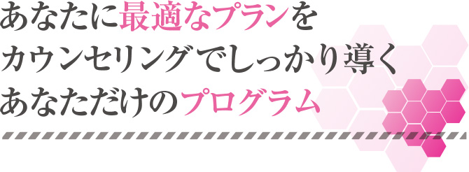 あなたに最適なプランをカウンセリングでしっかり導くあなただけのプログラム